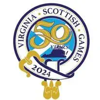 Historical Virginia Scottish Games 50th anniversary logo marked 2024