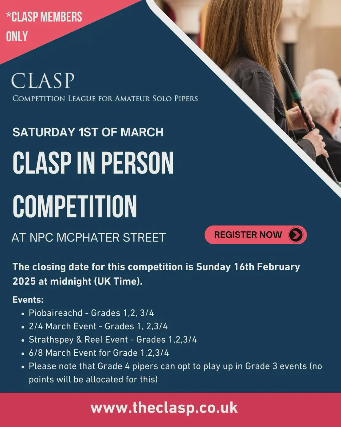 CLASP NPC, McPhater Street, ‘In Person’ Competition March 1, 2025