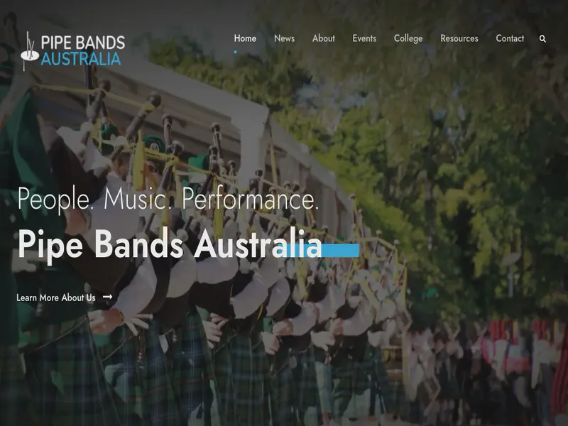 Website preview for www.pipebandsaustralia.com.au